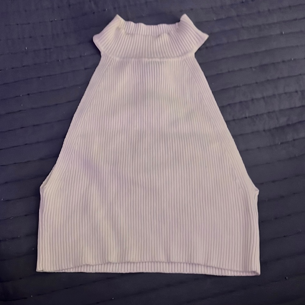 white high neck cropped tank top